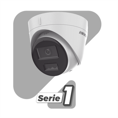 [Dual Light] Turret IP 4 Megapixel / Lente 2.8 mm / 30 mts IR + 30 mts Luz Blanca / Micrófono Integrado / ACUSENSE Lite / Exterior IP67 / H.265 / PoE / ONVIF / Micro SD