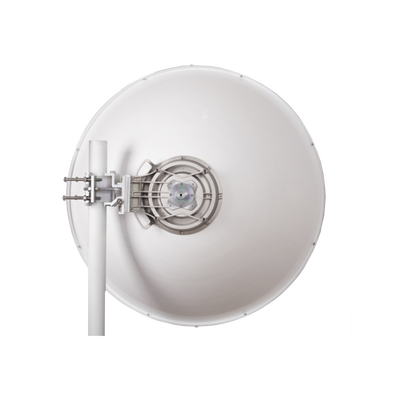 Antena direccional Alto Rendimiento / Parábola profunda para mayor aislamiento al ruido /4 ft / Guía de onda para radio B5x y C5x / Ganancia de 35 dBi / Soporte de acero inoxidable / Polaridad en 90 ° y 45 ° / Incluye montaje.