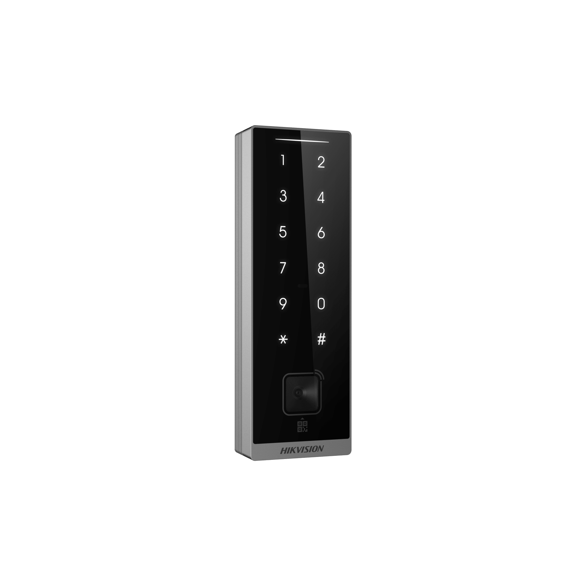 Teclado Esclavo con Lector de Tarjetas Virtuales Bluetooth y Códigos QR / Tarjetas MIFARE y PROX EM / Contraseñas / RS-485 Wiegand OSDP / Frecuencias 13.56 MHz y 125 KHz / Autenticación Tarjeta PIN QR Bluetooth / Táctil