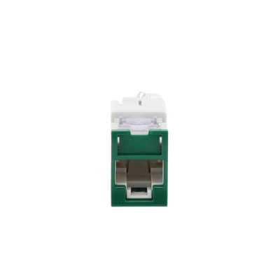 Jack UltraMAX Cat5e, UTP, Montaje Híbrido en Placa de Pared (Plano y Angulado), Color Verde, Punch Down