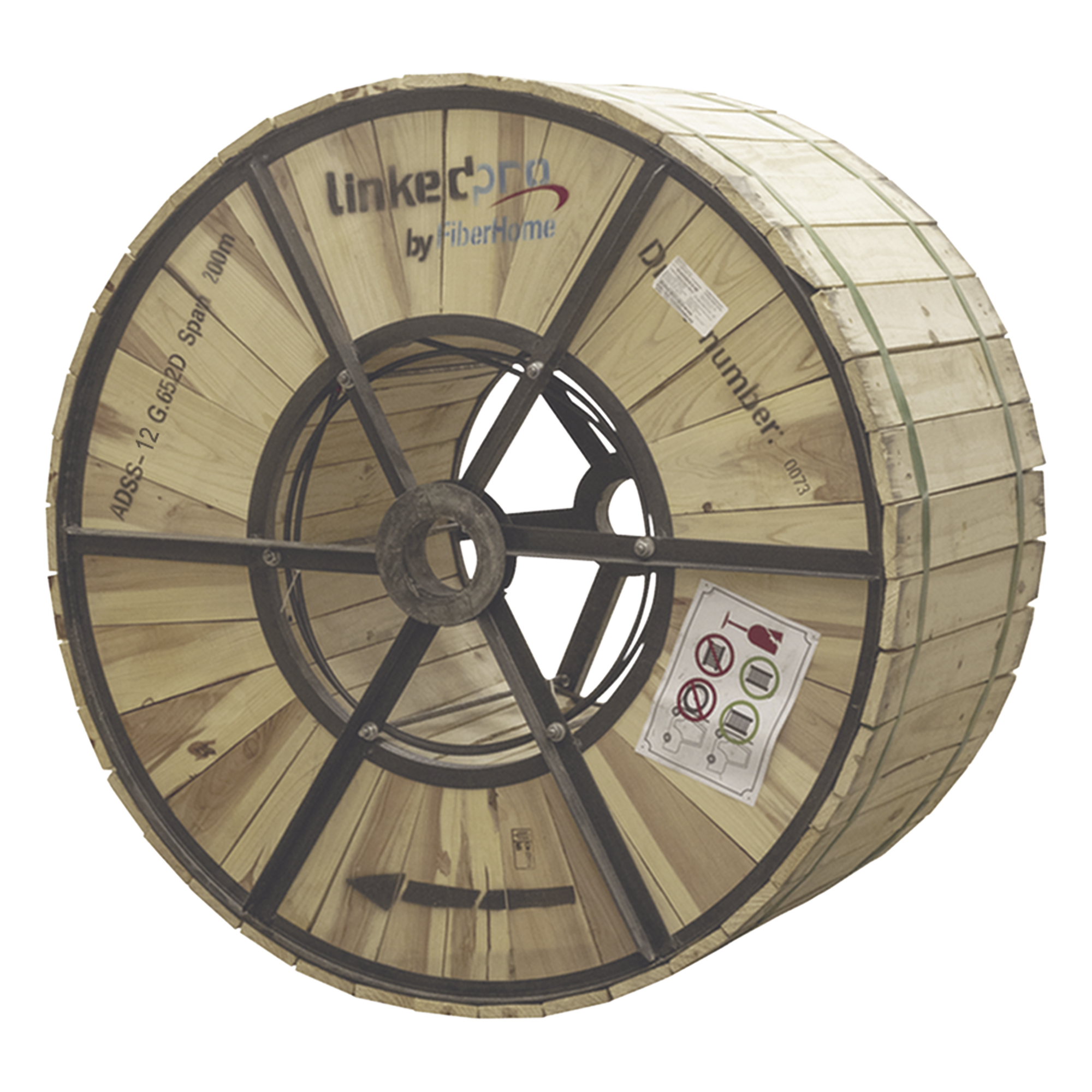Carrete de 4 km de Fibra Óptica Aérea (ADSS) G.652D, Monomodo de 12 Hilos, Exterior, Span 200, Loose Tube — LINKEDPRO BY FIBERHOME · SKU OC-ADSS-12C-S200/4KM