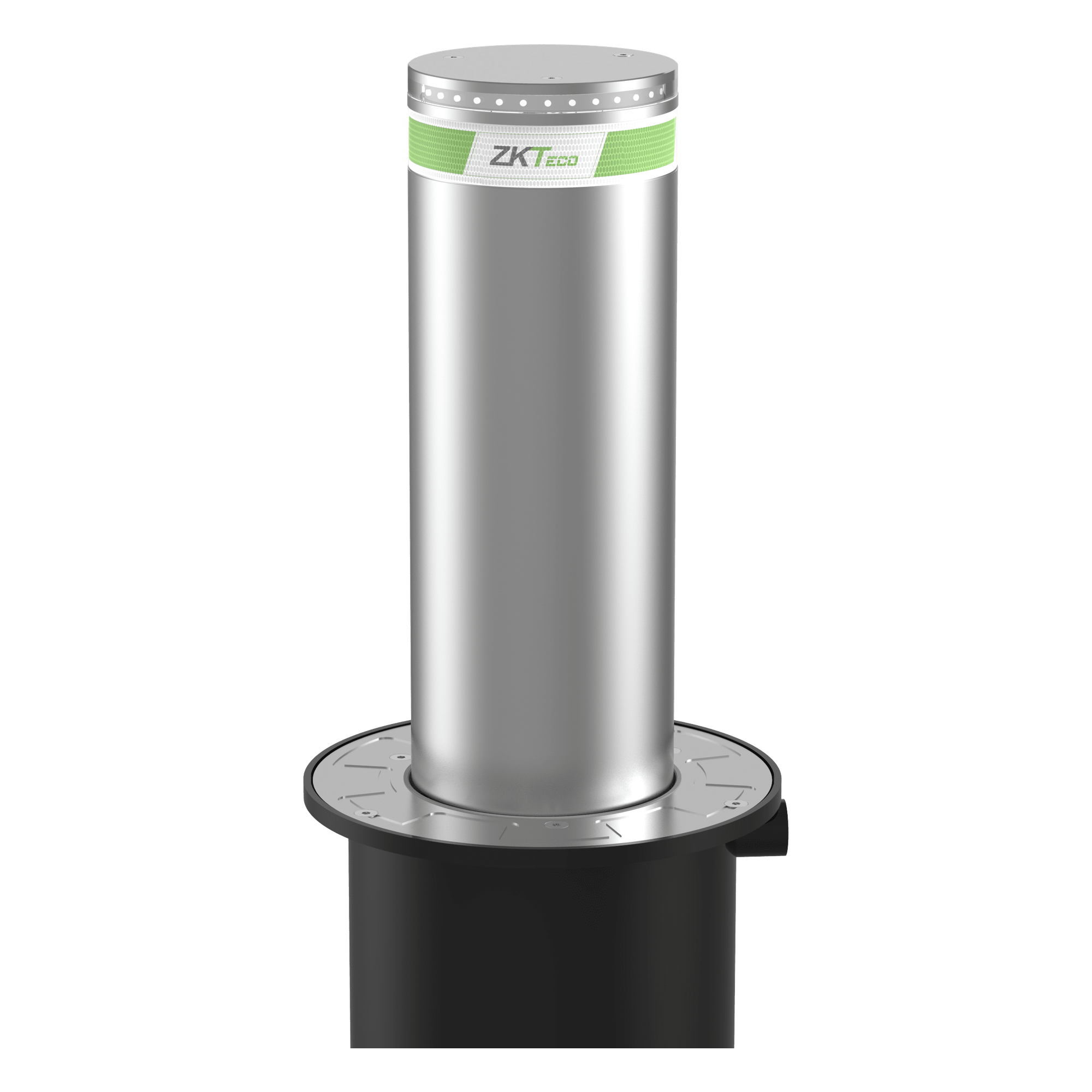 Bolardo Automático de Seguridad / Hidráulico / 219 mm Diámetro / Elevación 600 mm (23.6 in) / 4 Segundos Operación / IP68 / Control Remoto 100 m (328 ft) / LED Integrado — ZKTECO · SKU BOL2219A