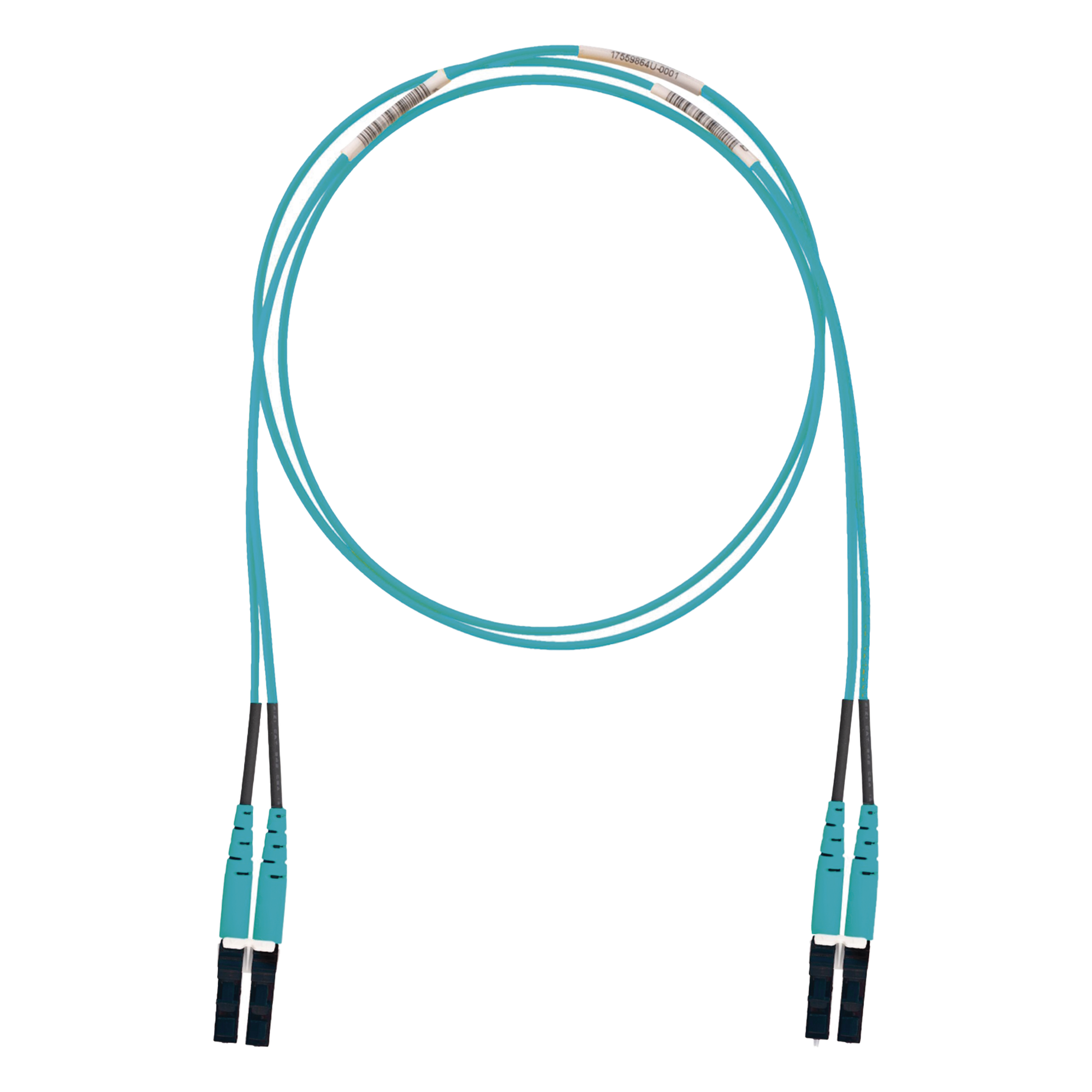 Jumper de Fibra Optica Multimodo 50/125 OM3, LC-LC Duplex, LSZH (Cero Halógenos), Color Aqua, 3 Metros (9.84 Pies) — PANDUIT · SKU FX2ELLNLNSNM003