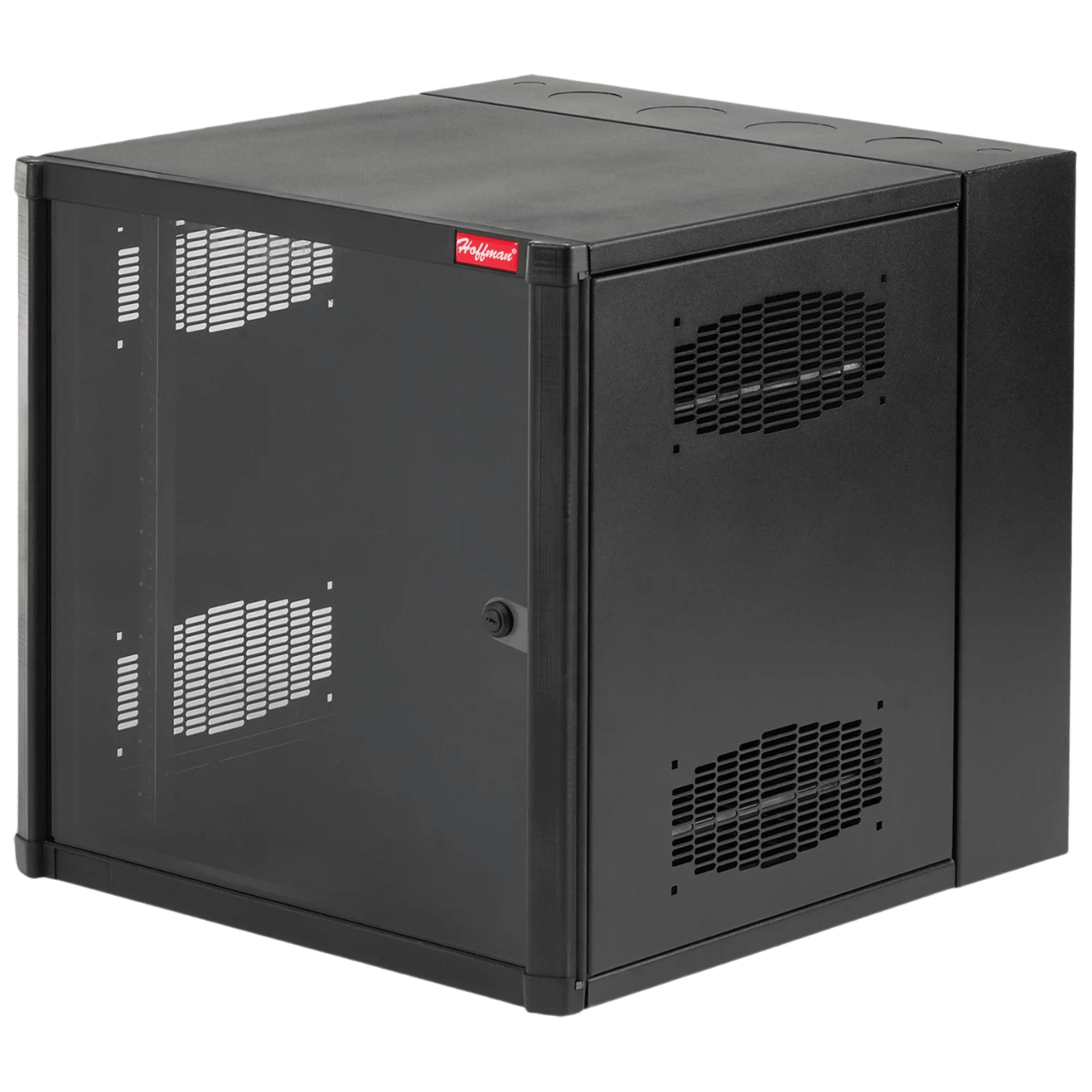 Gabinete AccessPlus de 12 UR Montaje en Pared de 19in, Rieles Numerados y Roscados #10-32, Puerta con Ventana de Seguridad, 600 mm de Ancho, 762 mm de Profundidad, 12 UR, Color Negro