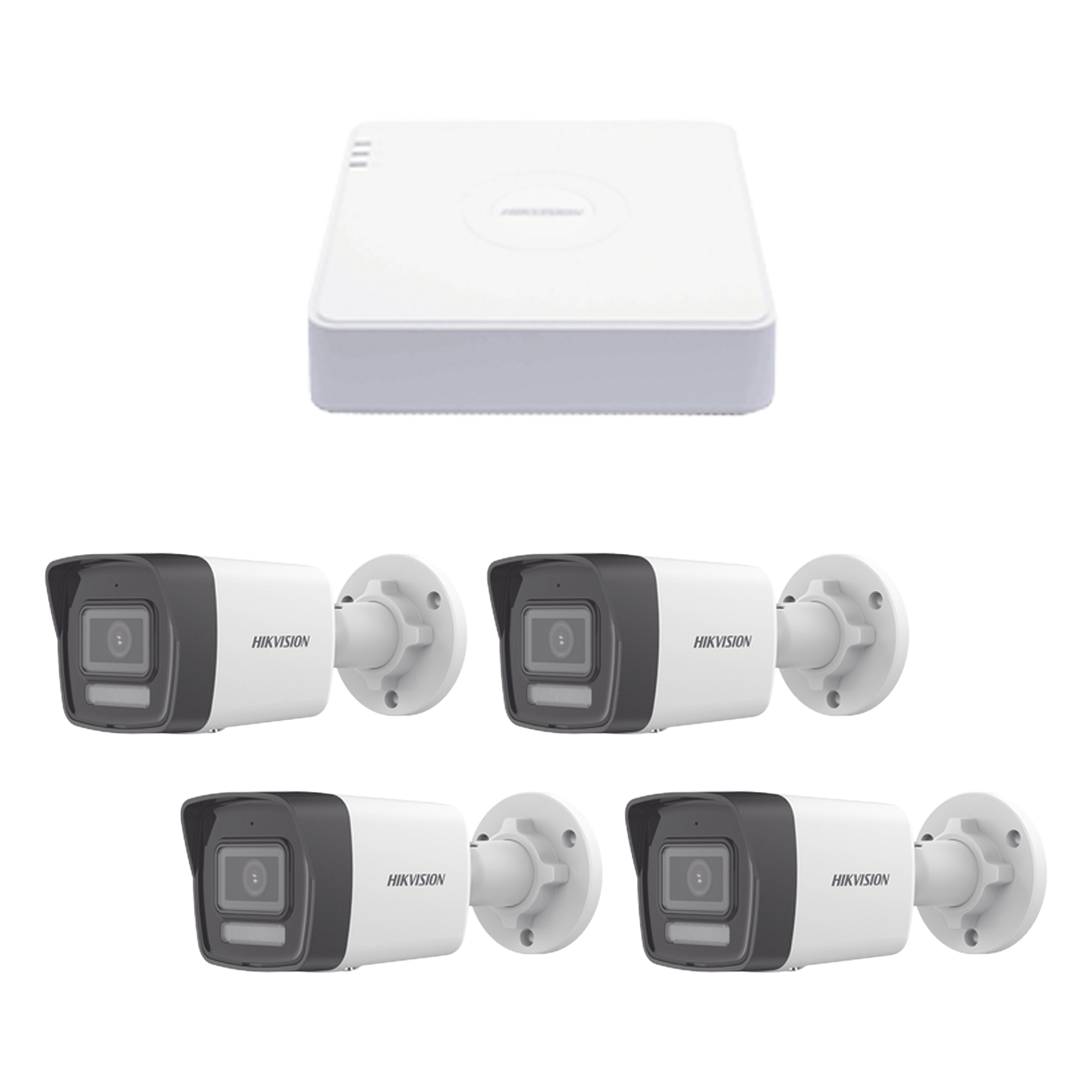 Kit IP 1080p (2 Megapixel) / NVR de 4 Canales con 4 Puertos PoE / 4 Cámaras IP Bala ColorVu Lite y Motion Detection 2.0 / Micrófono Integrado — HIKVISION · SKU KIPCV2M/4B