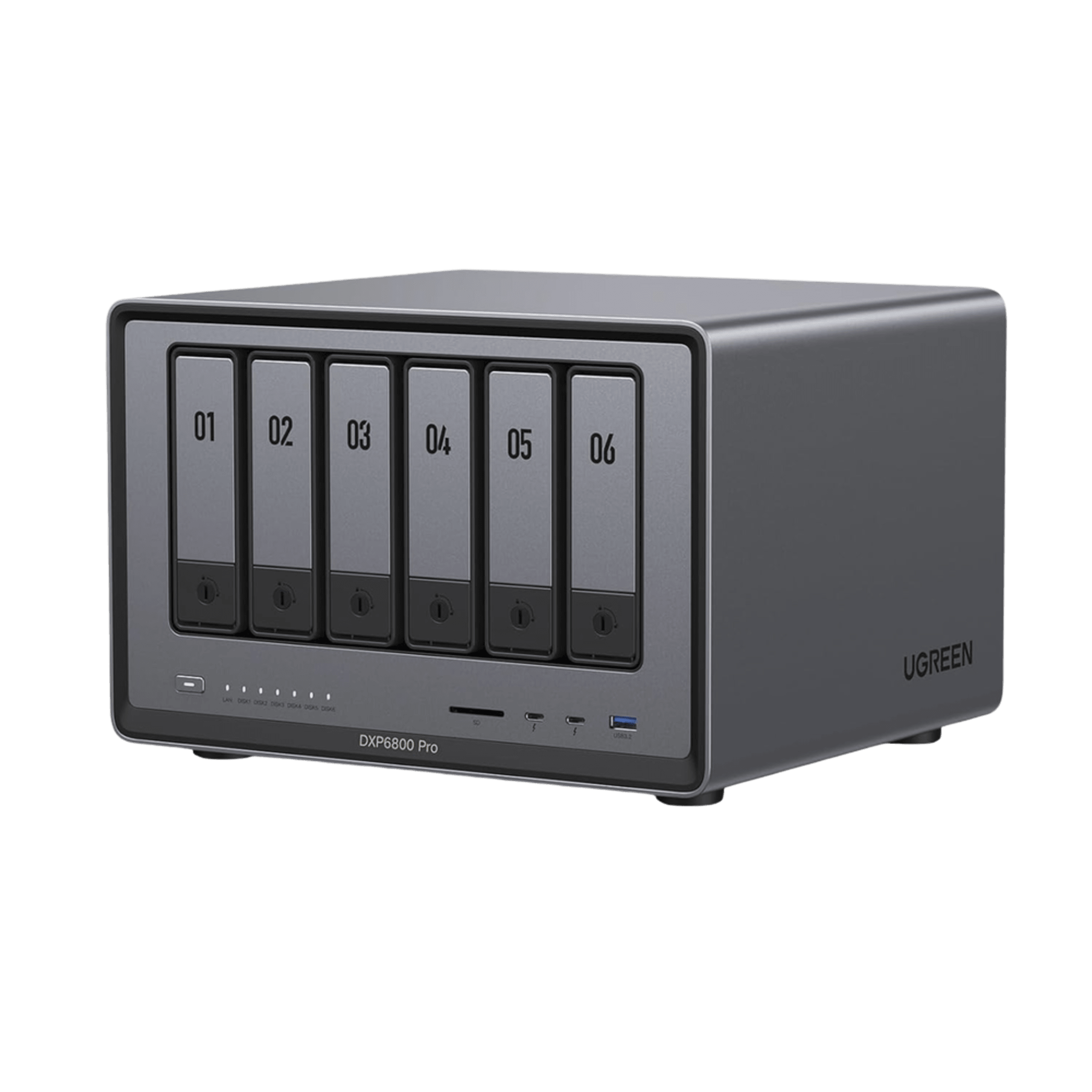 NAS UGREEN NASync DXP6800 Pro / Intel Core i5-1235U 10 Núcleos / 6 Bahías SATA + 2 M.2 NVMe / 2 Puertos Thunderbolt 4 / 2 Puertos 10GbE / 8K HDMI / PCIe 4.0 x4 / DDR5 Hasta 64GB / Compatibilidad Multiplataforma