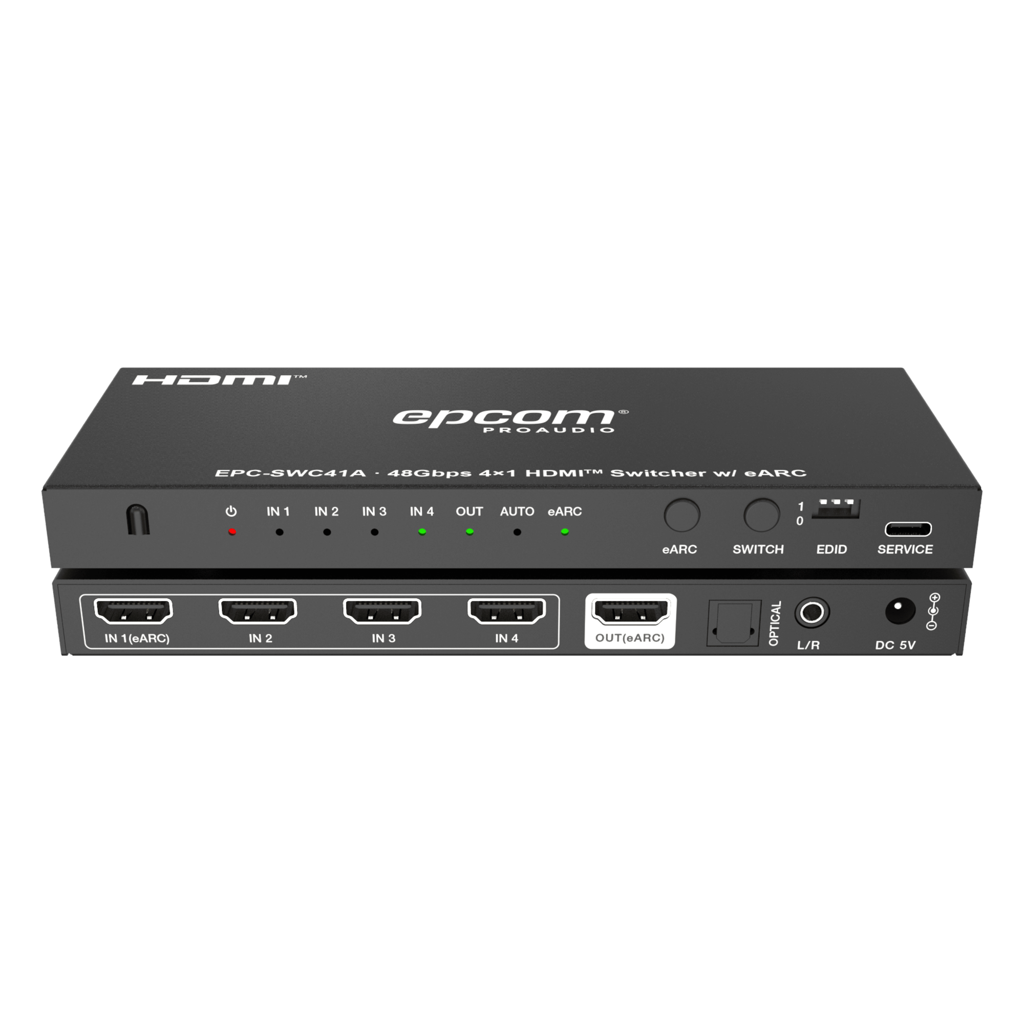 Switch HDMI 4x1 | 8K@60Hz 4:2:0 | 48 Gbps | ARC/eARC | Extracción de Audio | Gestión EDID | Control CEC