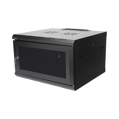 Gabinete de Pared PRECISION 19 in 6UR (455mm) - Puerta Perforada Incluye: 2 Ventiladores y Panel Cepillo · SKU PS-06-550D