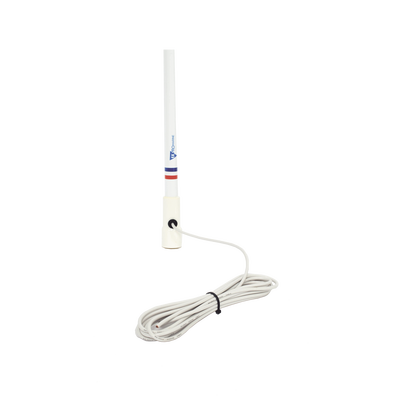 Antena Marina VHF / Fibra de Vidrio / 156-163 MHz / 6.5 dBi / Cable 10 m (32.8 ft) / PL-259 / Exterior IP67