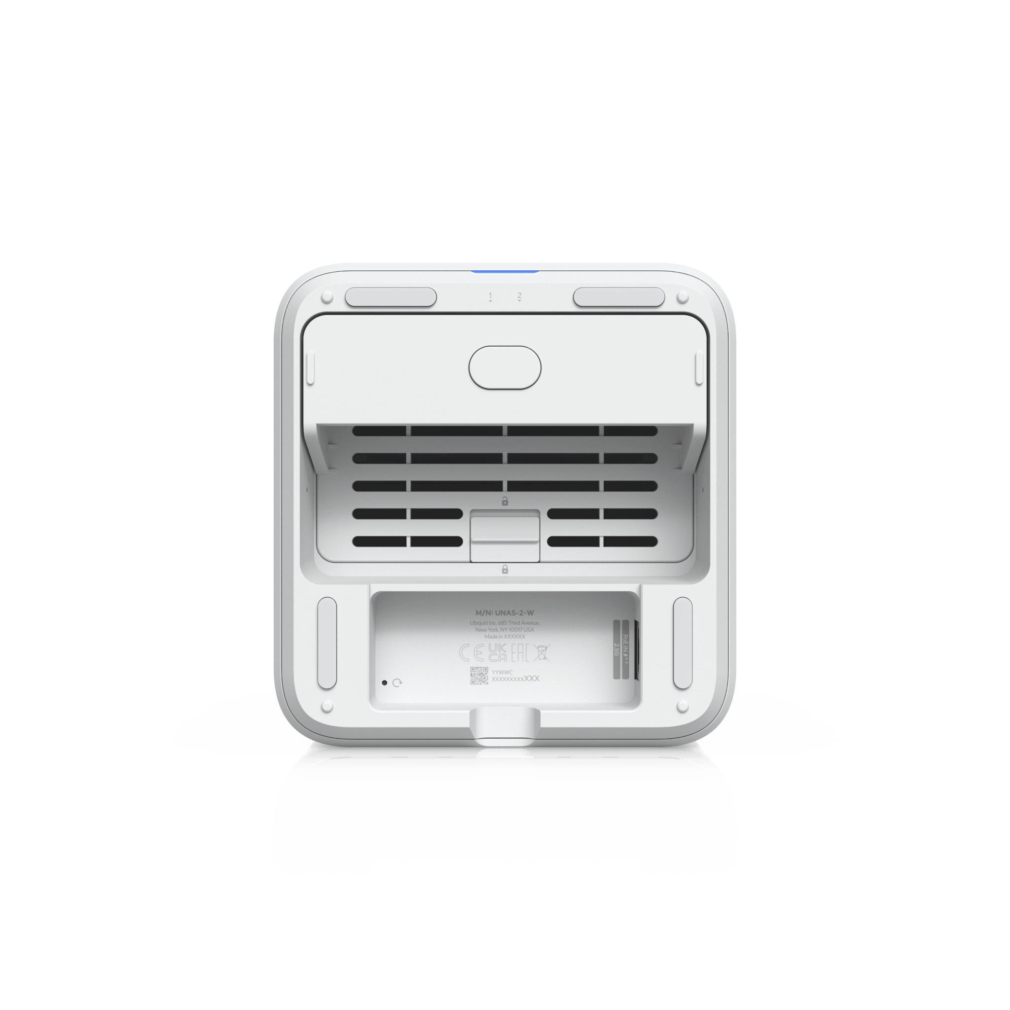 UniFi UNAS-2 – Almacenamiento en Red (NAS) Compacto con 2 Bahías para HDD de 3.5”, Puerto de Red 2.5 GbE, Conectividad USB-C y Adaptador PoE++ Incluido