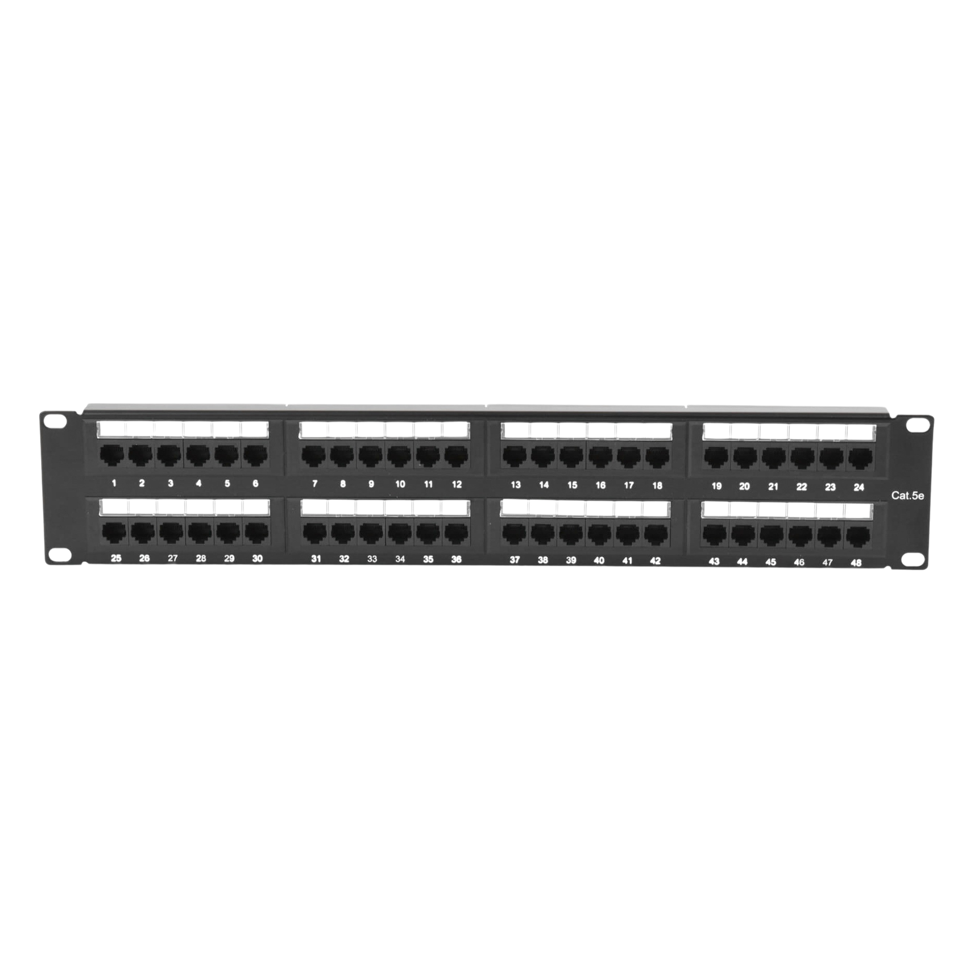 Panel de Parcheo de Impacto (110) UTP de 48 Puertos Cat5e 19 Pulgadas (48.26 cm), 2U con Barra para Organizar Cable