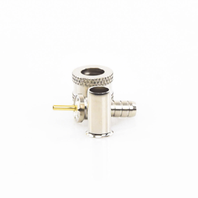 Conector Mini UHF Macho, 50 Ohm, de Anillo Plegable para Cables RG-58/U, RG-142/U, Niquel/Oro/Delrin.