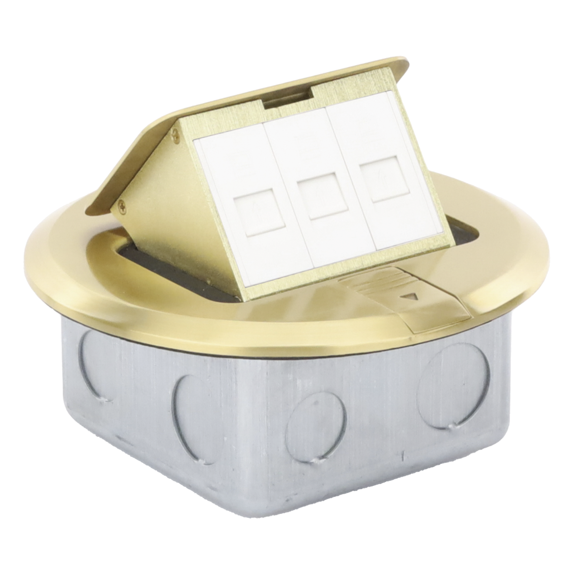 Mini Caja de Piso Redonda para Datos o Conectores Tipo Keystone, Color Bronce (3 Contactos) (11000-12102) — THORSMAN · SKU TH-MCPD-B