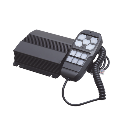 Sirena Vehicular de 100W de Potencia, Incluye Controlador Unimando Para Control de Tonos, 4 Salidas Auxiliares y Microfono