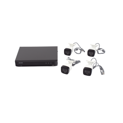 [Dual Light] Kit TurboHD 3K (5 Megapixel) / DVR 4 Canales / 4 Cámaras Bala para Exterior y Metal / Micrófono Integrado / Accesorios de Interconexión / Fuente de Poder