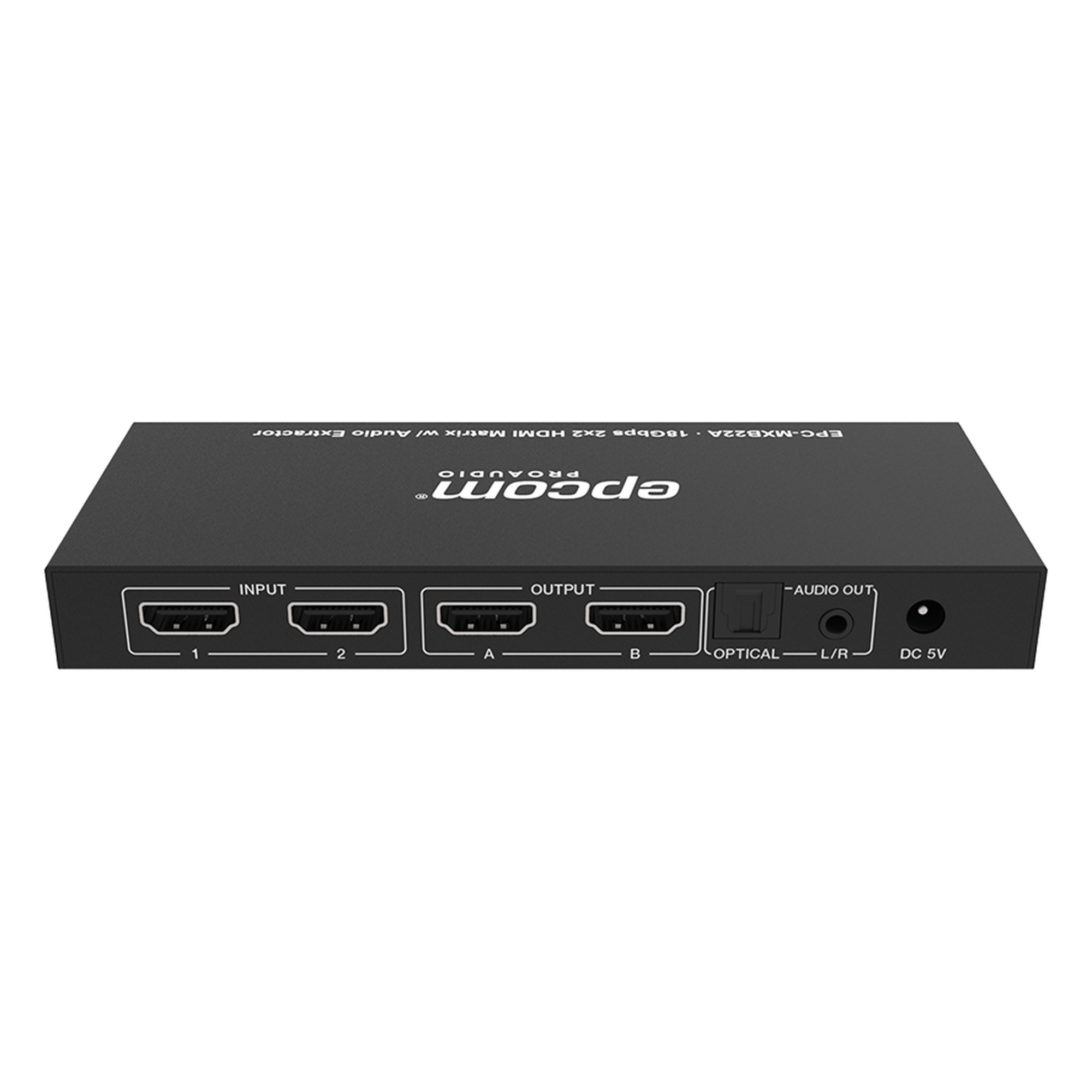 Matricial HDMI | 2x2 | 4K2K@60Hz | HDR | YCbCr 4:4:4 | EDID Auto | Extractor de Audio | Salida de audio análoga y digitalizados | HDCP 2.2 | 18 Gbps