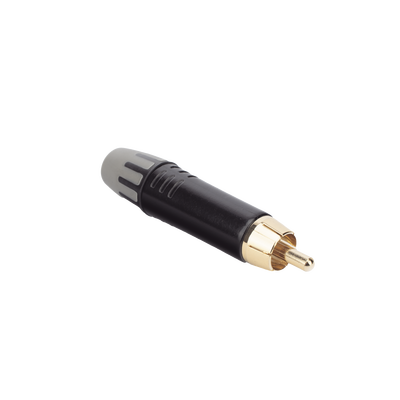 Conector Macho RCA | Carcasa Enchapada en Negro | Contacto Enchapado en Oro | Cable OD 3.5-6.5mm