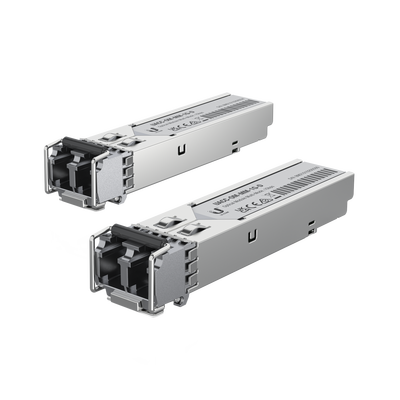 UFiber Módulo SFP, transceptor MiniGibic MultiModo 1.25 Gbps, distancia 550m, conectores LC, paquete de 2 piezas