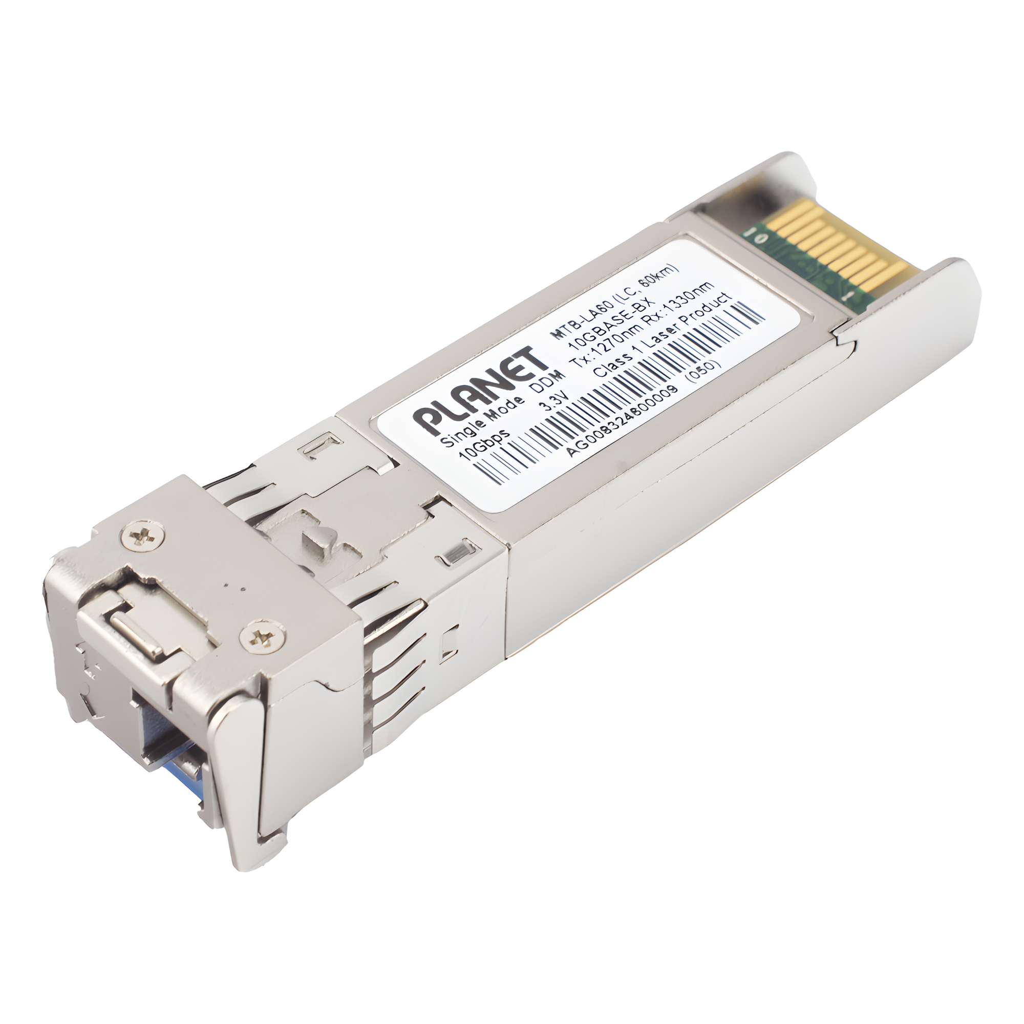 Transceptor WDM mini-Gbic SFP+ 10G LC TX:1270nm RX:1330nm para fibra Mono Modo 60 Km, , Requiere MTB-LB60 — PLANET · SKU MTB-LA60
