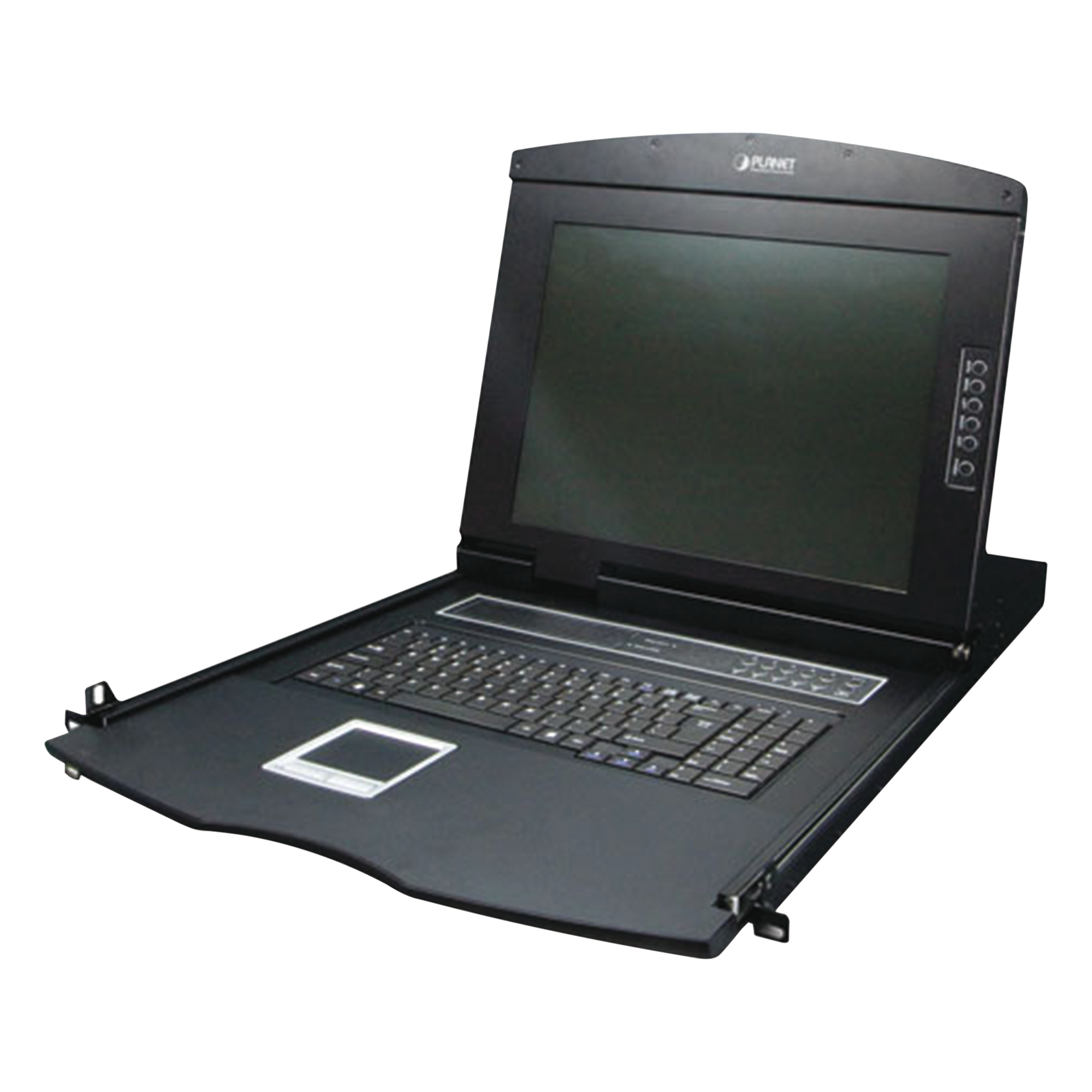 Switch KVM con Monitor de 17"con Teclado y Trackpad para Rack de 1U de Cuatro Postes, 8 Puertos VGA Para Acceder y Controlar Hasta 8 Computadoras Desde una Sola Consola — PLANET · SKU KVM-210-08M