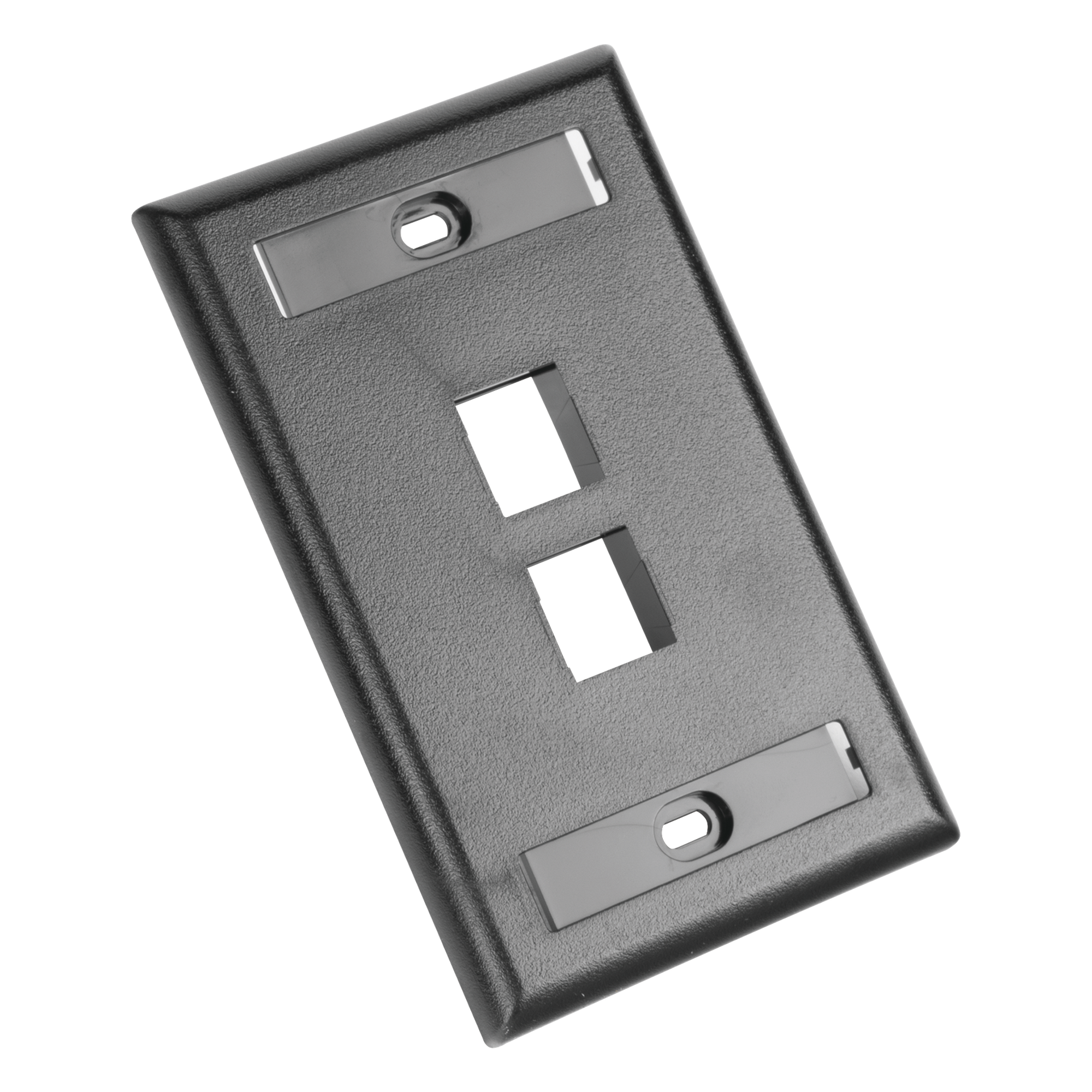 Placa de Pared Vertical / 2 Puertos Keystone / Diseño Plano / 69.8 x 114.3 mm (2.75 x 4.5 pulg.) / Etiquetas Integradas / Color Negro — PANDUIT · SKU NK2FBL