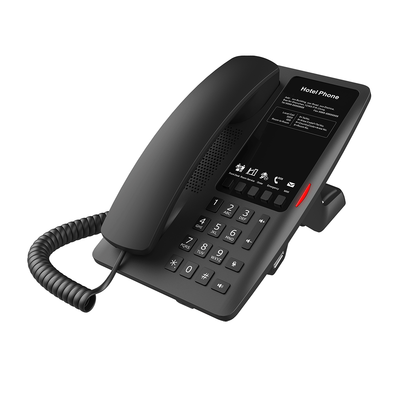 Teléfono IP Hotelero / 2 Líneas SIP / 5 Teclas Programables / Puerto USB-A de Carga / PoE 802.3af / Ethernet 10/100 / Audio HD Manos Libres