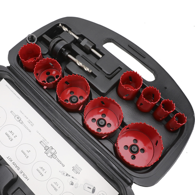 Juego de 13 Brocas Sierra Bimetálica con Adaptadores y Estuche. (3/4", 7/8", 1-1/8", 1-3/8", 1-1/2", 1-3/4", 2", 2-1/4", 2-1/2")