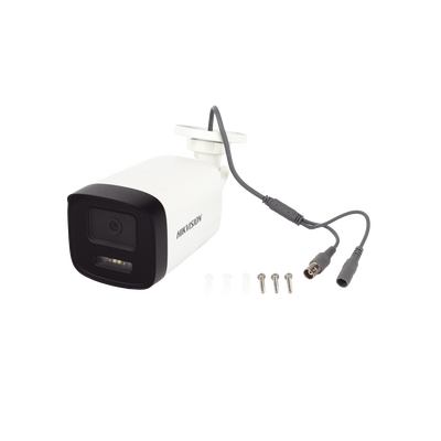 [Audio Bidireccional + Dual Light + ColorVu] Bala TURBOHD 3K (5 Megapixel) / Lente 3.6 mm / 40 mts IR EXIR + 40 mts Luz Blanca / Micrófono y Bocina Integrado / Exterior IP67 / dWDR