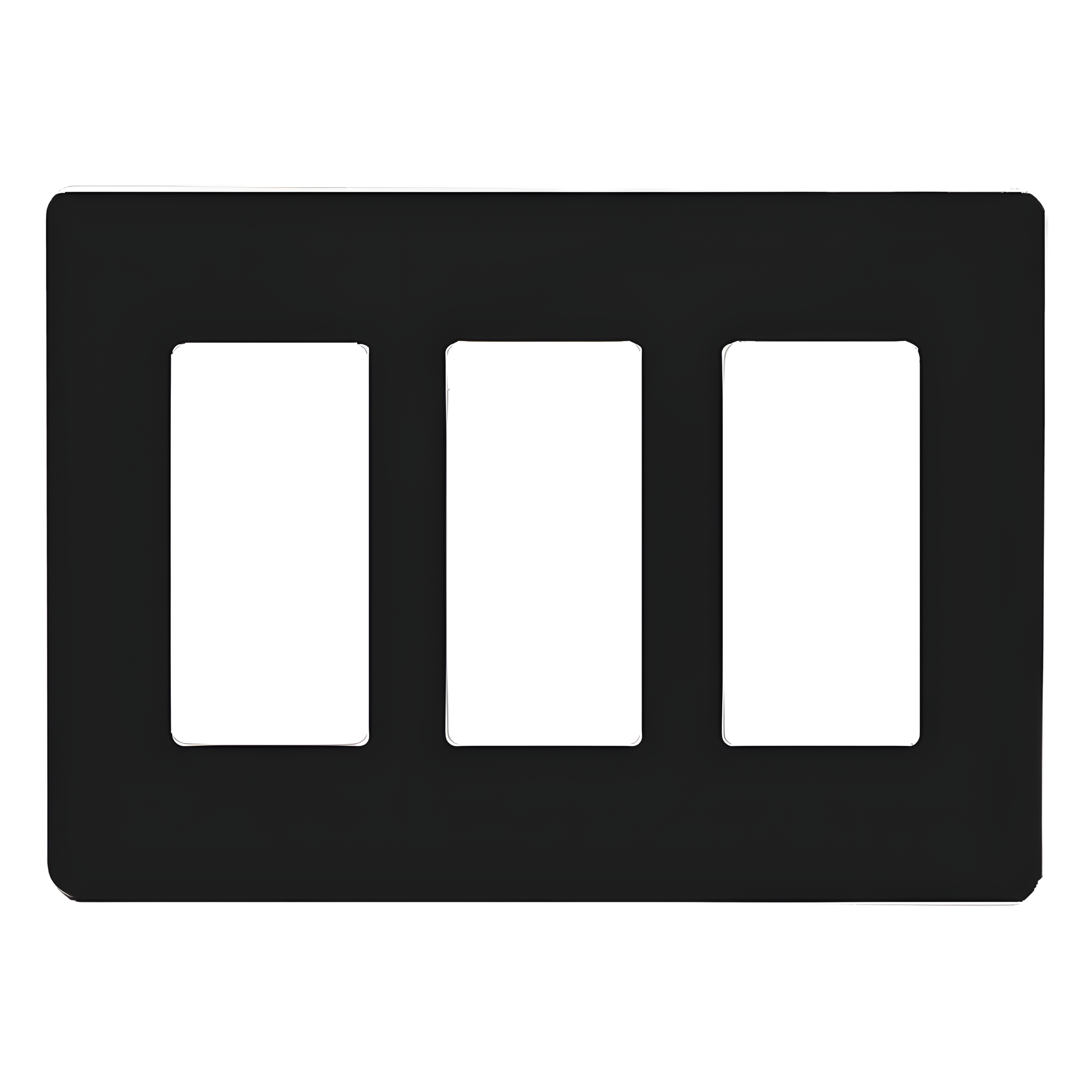 Placa de pared Claro de 3 espacios sin tornillos visibles, acabado negro brillante, para atenuadores, apagadores y controles Pico de Lutron — LUTRON ELECTRONICS · SKU CW3BL