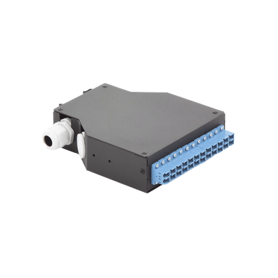 Distribuidor de Fibra Óptica Para Riel Din, 12 Acopladores LC/UPC Duplex Monomodo con Charola de Empalme