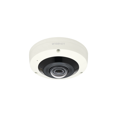 Fisheye 6 Megapixel / WDR 120dB / IR 15m / PTZ Digital 8X / Video Analíticos Avanzados / Proteccion para exterior IP66 / IK10 / Entrada y Salida de Audio y Alarma — HANWHA VISION · SKU XNF-8010RV