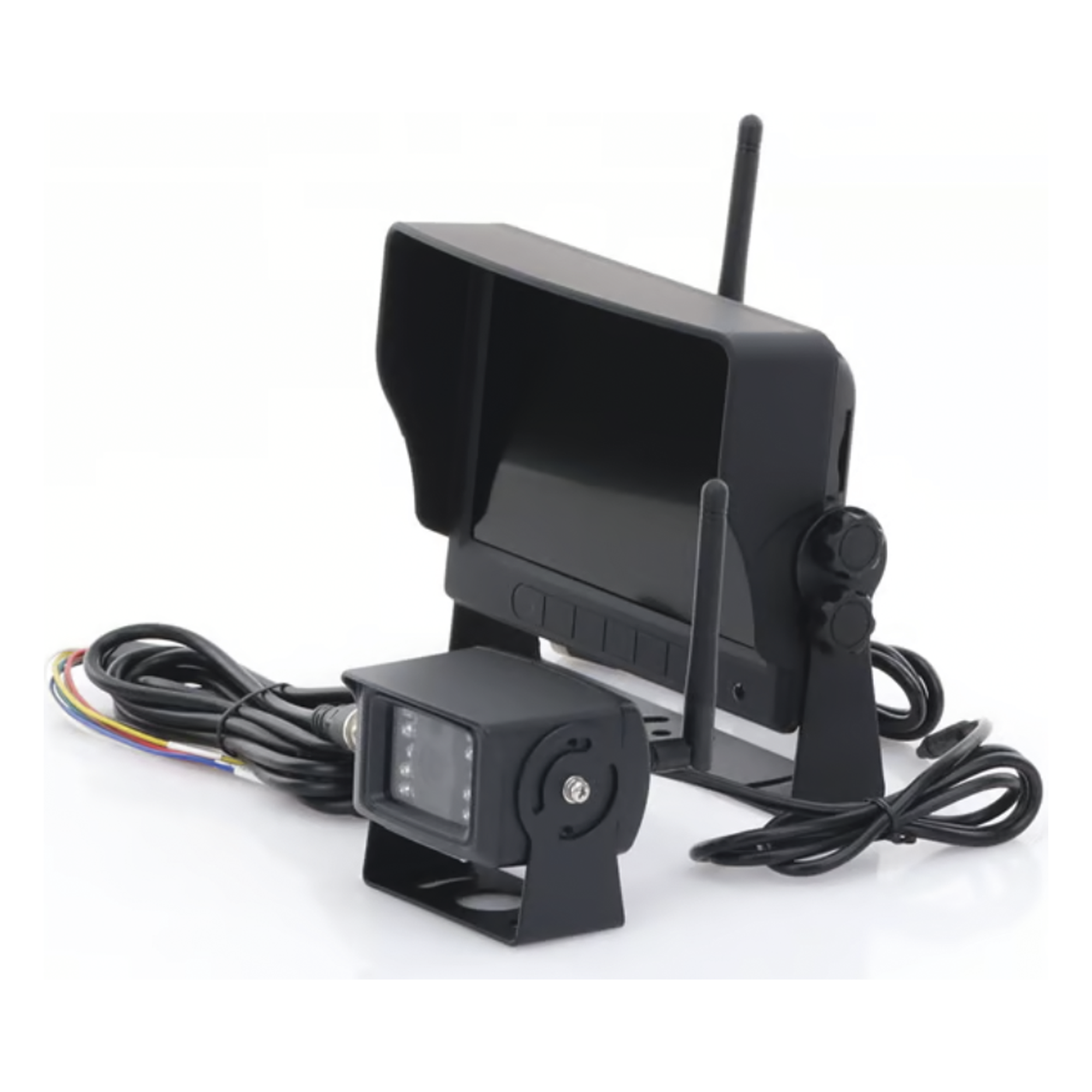 Cámara de Reversa Inalámbrica / Monitor LCD 7" / Visión Nocturna IR 18 LEDs / IP69K / Expandible a 4 Cámaras