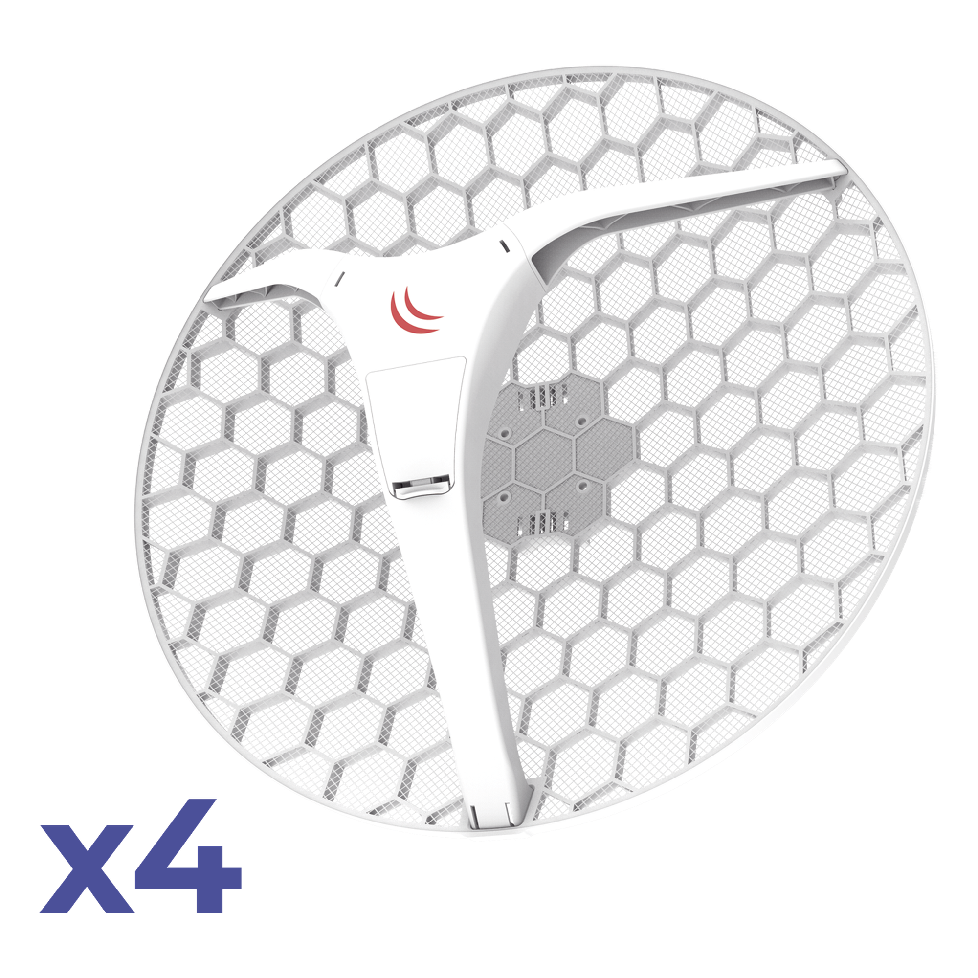 (LHG XL 5 ac 4 Pack) CPE y PtP en 5GHz 802.11 a/n/ac con Antena de Rejilla de 27dBi. "Ahora con Más Velocidad y Mayor Distancia" — MIKROTIK · SKU RBLHGG-5ACD-XL4PACK