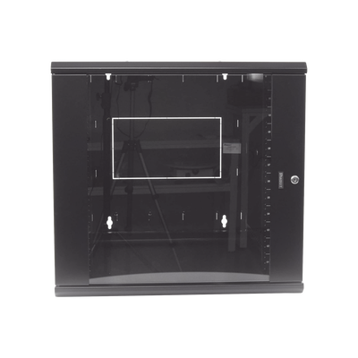 Gabinete PanZone de Montaje en Pared, de 19in, Puerta con Ventana de Seguridad, 12 UR, 762mm de Profundidad, Color Negro