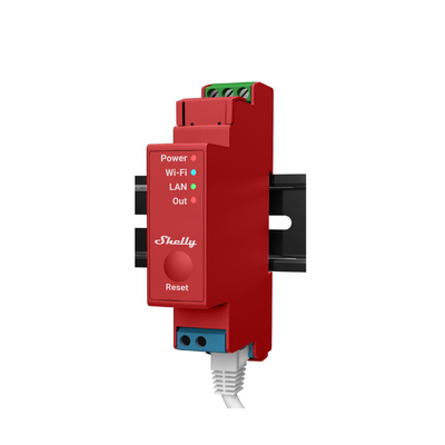 Relevador / Interruptor WIFI/ Industrial y residencial inteligente / Hasta 16A / Soporta Google /Alexa / Nube P2P y control Local / 1 canal y puerto ethernet — SHELLY · SKU SHELLYPRO1PM