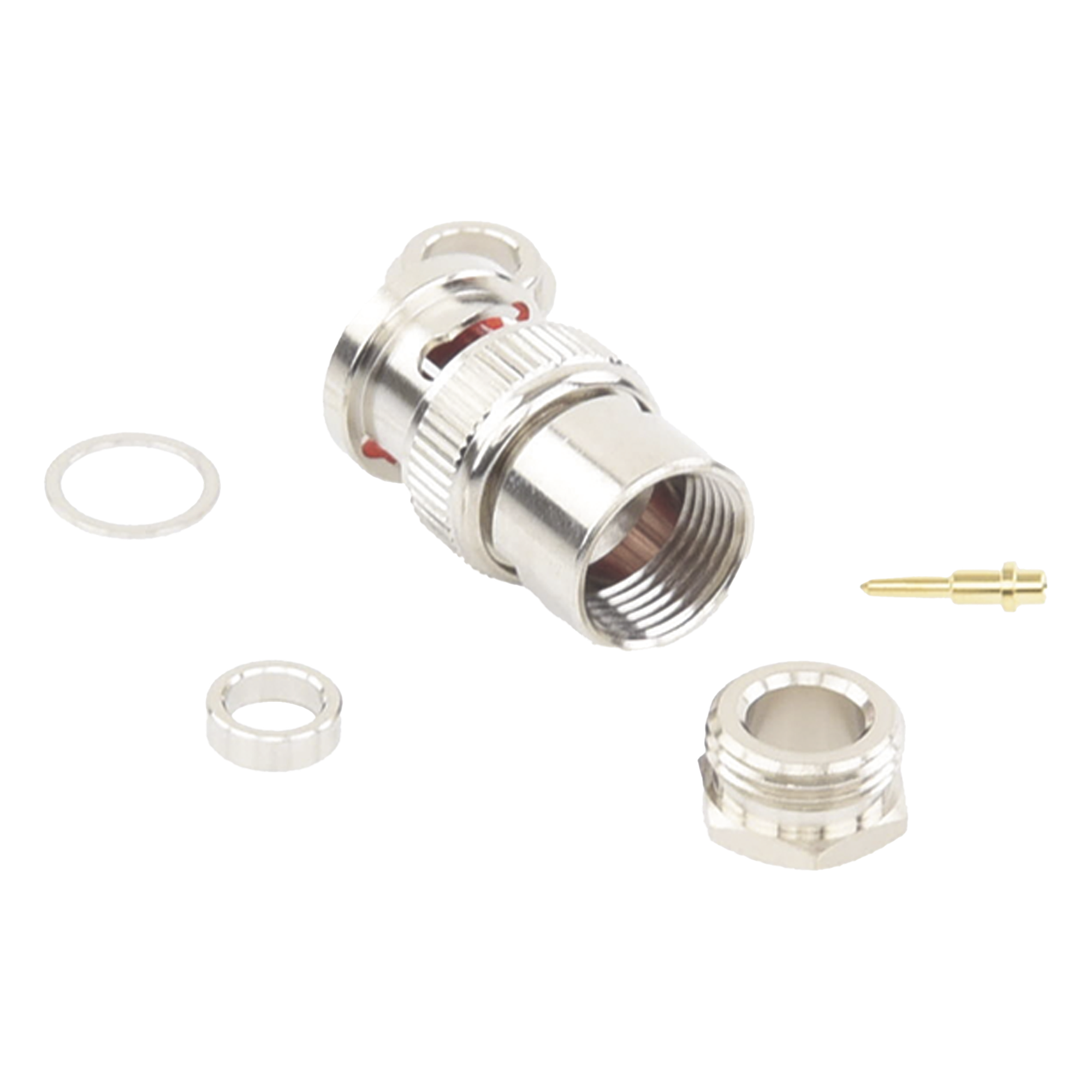 Conector BNC Macho de Rosca para Ensamblar en Cable RG-59/U, Níquel/ Oro/ Teflón. — RF INDUSTRIES,LTD · SKU RFB-1701-D
