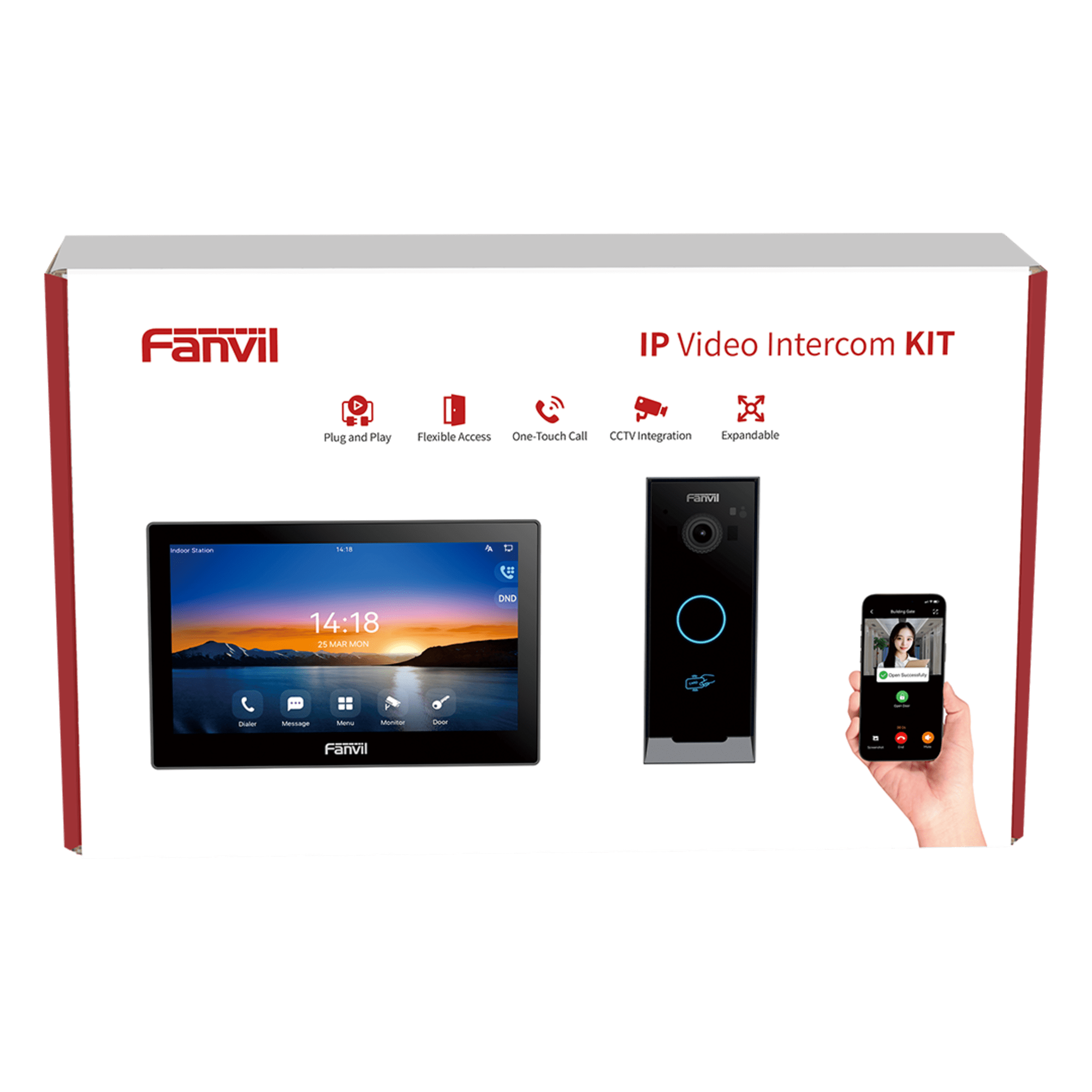 Kit Videoportero IP / Estación Interior i504W + Frente de Calle i60 / Pantalla Táctil 7" HD / Videollamadas H.264/H.265 / Wi-Fi Dual Band / PoE / App Fanvil Link / ONVIF / 10,000 Tarjetas RFID — FANVIL · SKU VIK-01