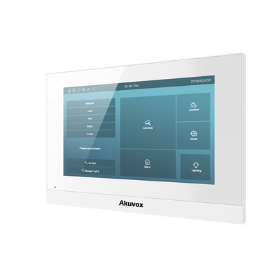 Monitor Color Blanco Linux / Pantalla Touch de 7 Pulgadas / SIP / POE / WIFI / Compatible con Frentes de Calle Akuvox