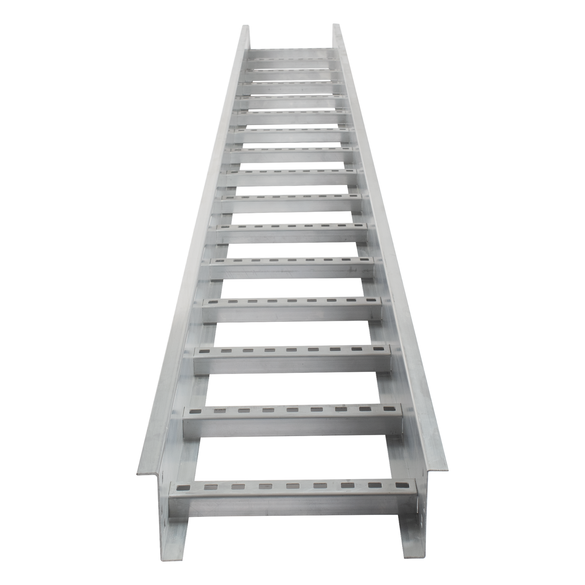 Escalera de Aluminio Portacables / Perfil Z / Peralte 3 1/4" /Paso 9" / Ancho 6" / 3.66 metros / Capacidad Máx. 137 Cables / Incluye Cople Union y Tornillería — CHAROFIL · SKU CH-E89PX6AK