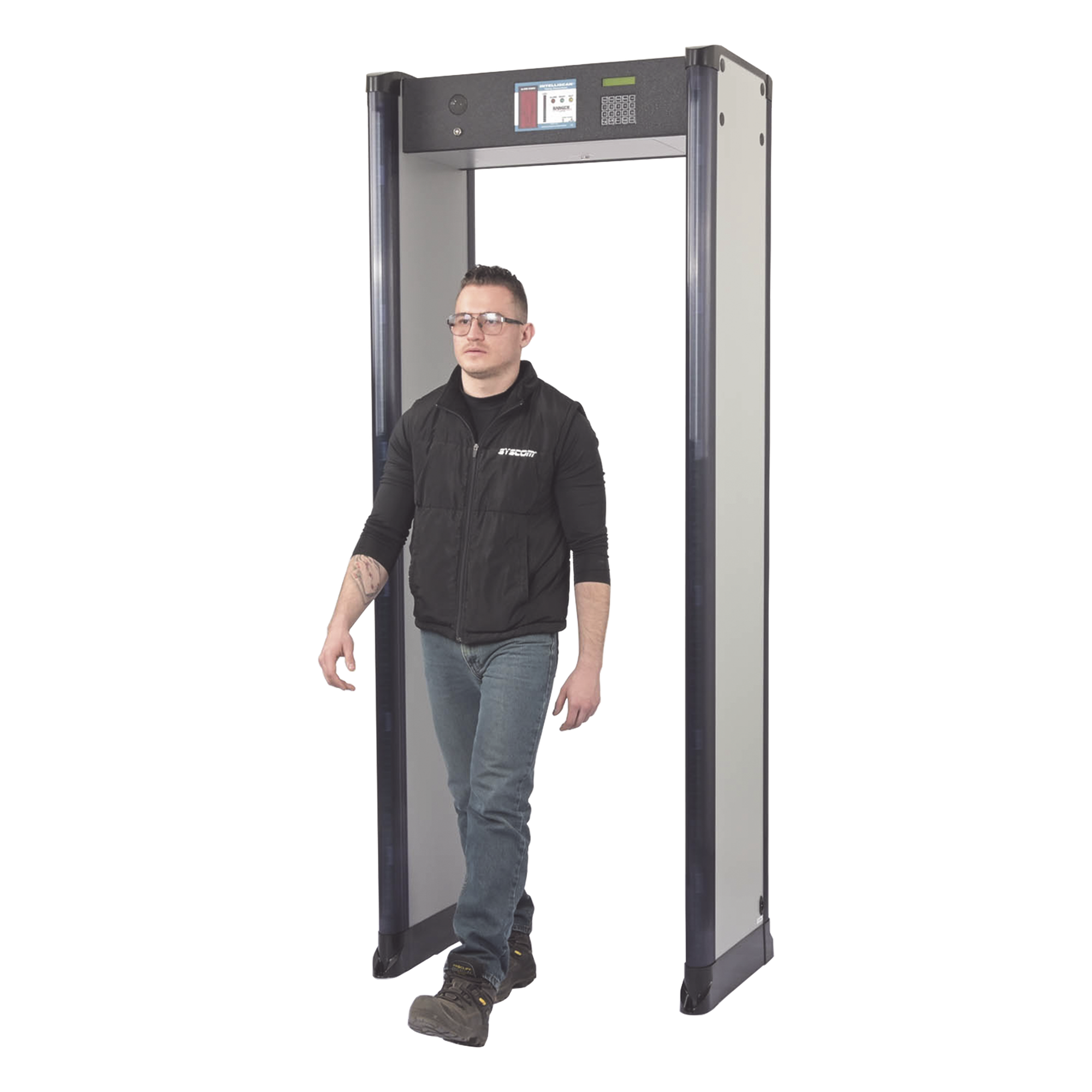 Arco Detector de Metales de 18 Zonas con Anclaje para Fijarse al Piso. Incluye Sensor IR para evitar falsas Alarmas / Certificado por la Administración Federal de Aviación de EE. UU. (FAA) — RANGER SECURITY DETECTORS · SKU INTELL-218-ZIR
