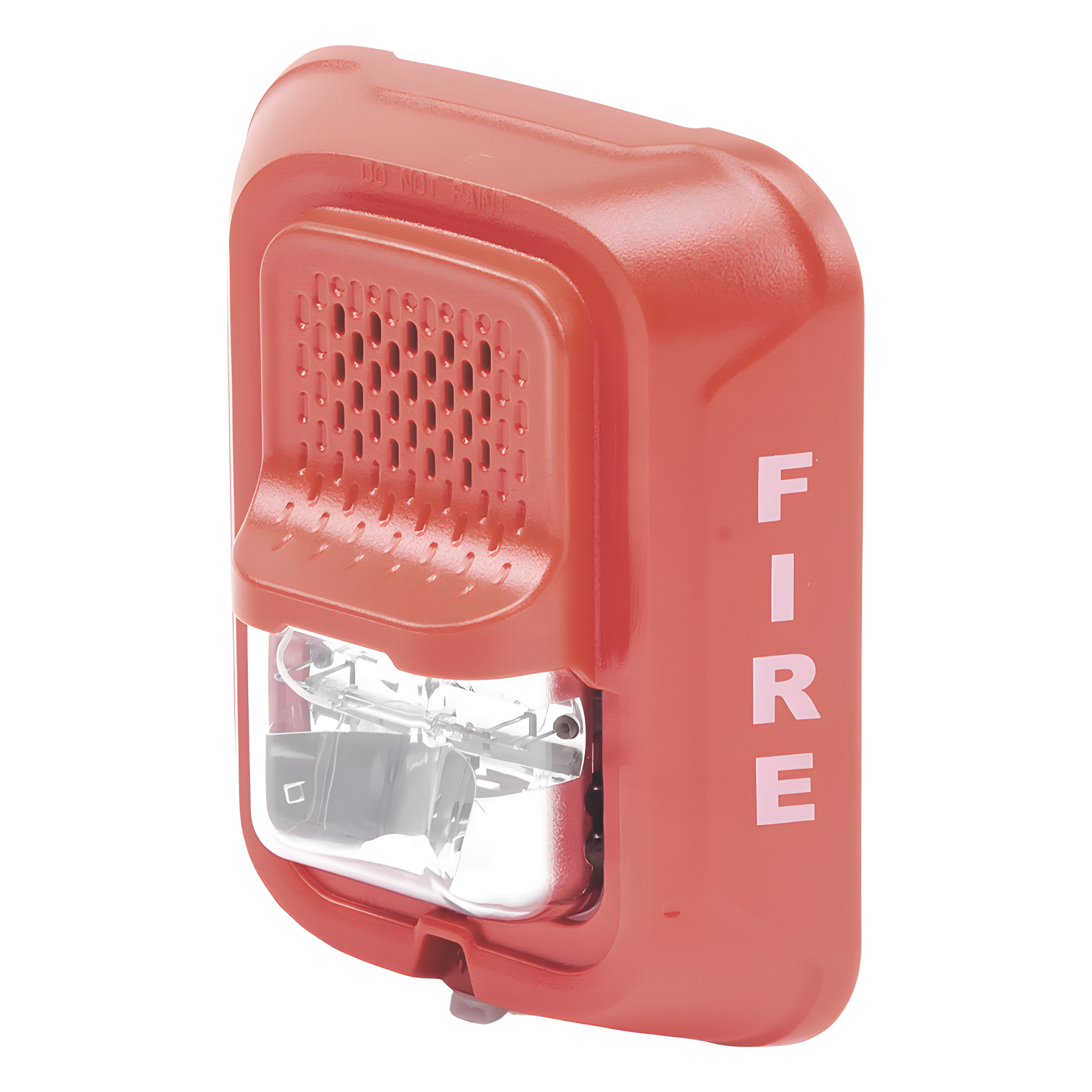 Sirena con estroboscopio / 2 hilos / 12-24 Vcd / candela 15 a 185 seleccionable / rojo con leyenda FIRE / Serie L