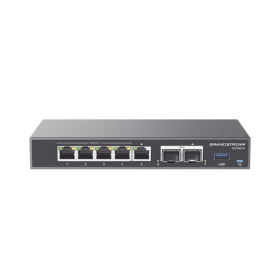 4 en 1: Firewall Nueva Generación, Router, IP PBX (24 usuarios / 8 llamadas), Switch Gigabit de 5 Puertos (4 PoE) y 2 Puertos SFP 2.5 Gigabit