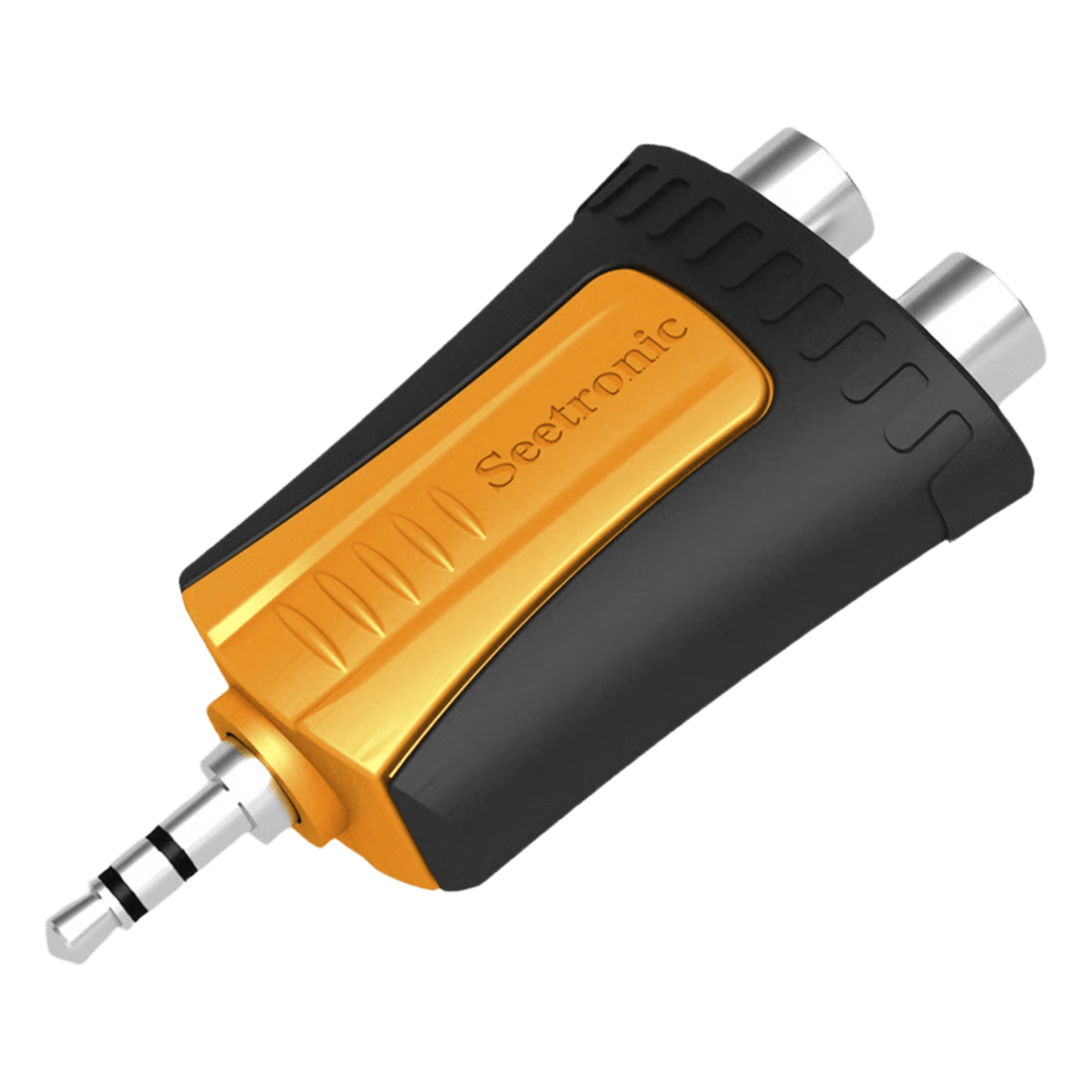 Conector Estéreo | 3.5 mm - 2 x conector Hembra RCA | Adaptador de Carcasa de Plástico — SEETRONIC · SKU MMJ3-2RF