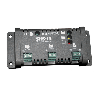 Controlador de Carga Solar PWM 10 A / 12 VCC / Desconexión Automática / IP22 / Protección Integral / Bajo Consumo 8 mA