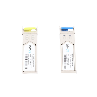 Transceptores Ópticos Industriales Bidireccionales SFP (Mini-Gbic) / Monomodo 1310 & 1550 nm / 1.25 Gbps / 1000BASE-BX / Conector LC/UPC Simplex / DDM / Hasta 10 km / 2 Piezas