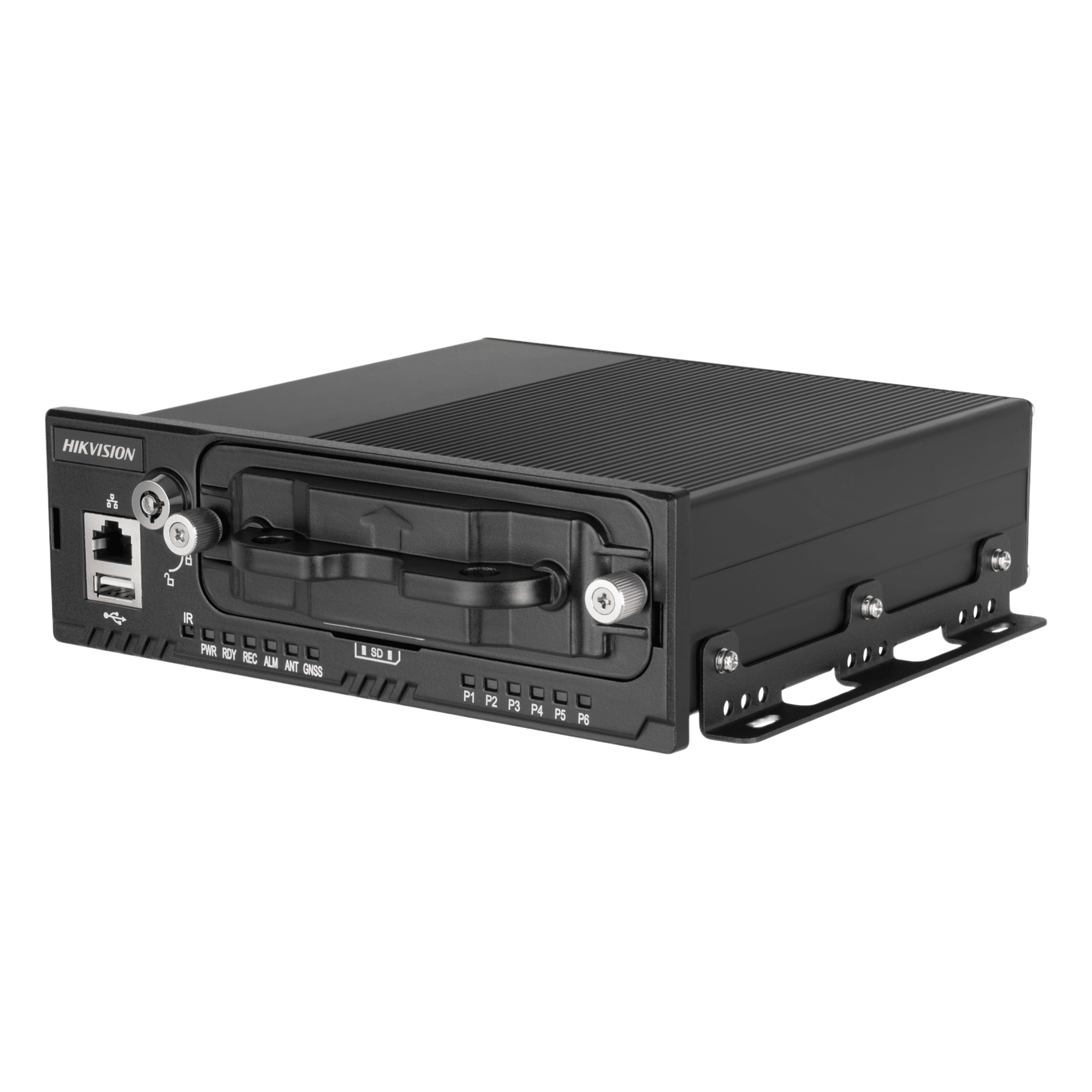 NVR Móvil de 8 Canales / 5 Megapixel / 4 Puertos PoE + 4 Vía Switch / 2 Bahías de HDD / Incluye Modulo GPS / Conector M12 — HIKVISION · SKU AE-MN5043(M12)