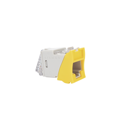 Jack Ultramax Cat6, UTP, Montaje Híbrido en Placa de Pared (Plano y Angulado), Color Amarillo, Punch Down
