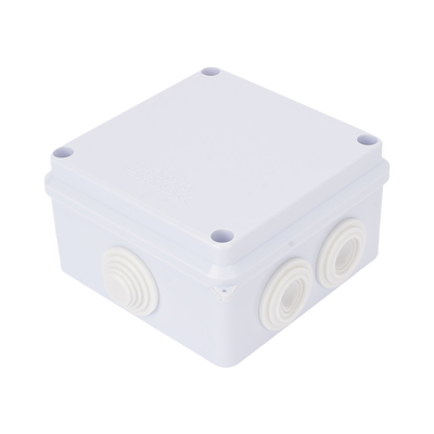 Caja de Conexiones Impermeable IP65, 7 Entradas, Dimensiones 100 x 100 x 70 mm, para Instalaciones Industriales, Comerciales y Residenciales, Incluye Tornillería para su Instalación — LINKEDPRO · SKU LP-WBX-100