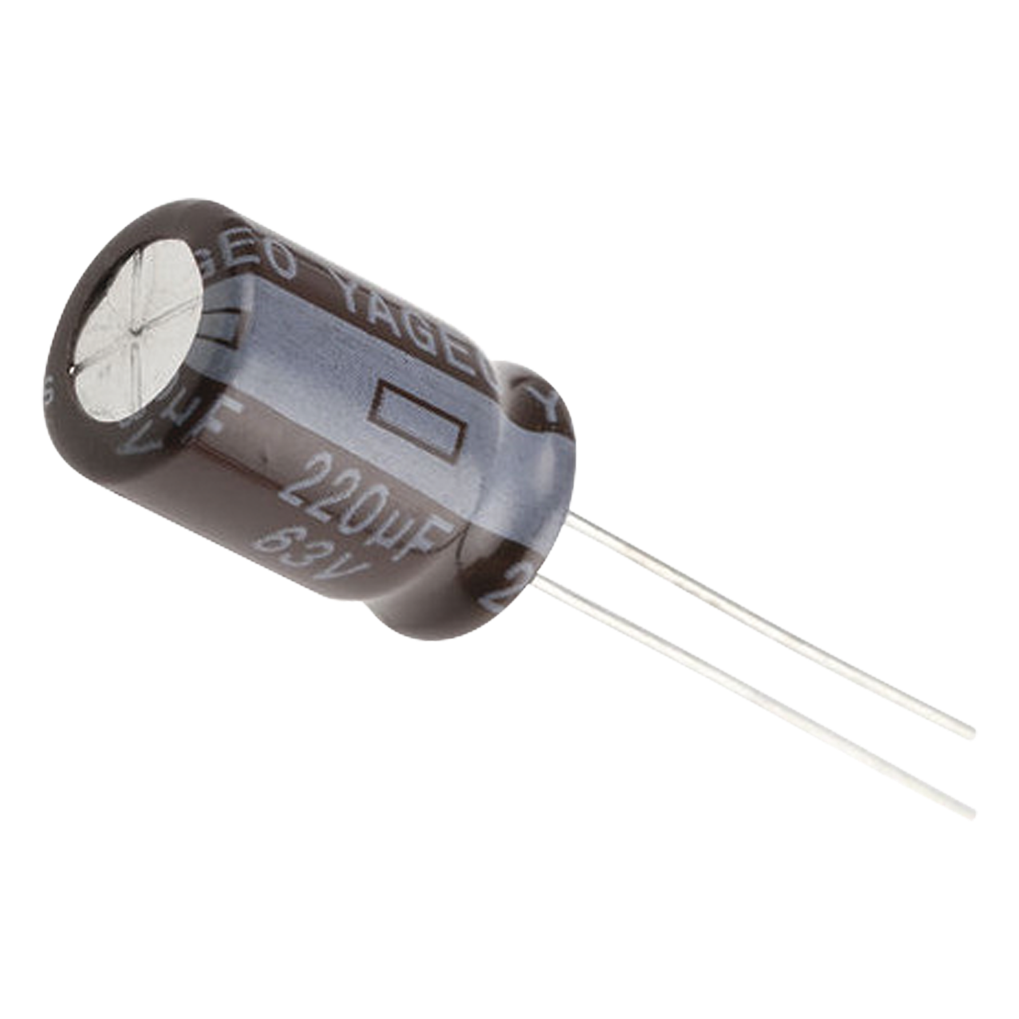 Capacitor Electrolítico Radial / 220 µF / 63 Vcc / 105 °C / 10 x 15 mm — SYSCOM · SKU 0220M0063V