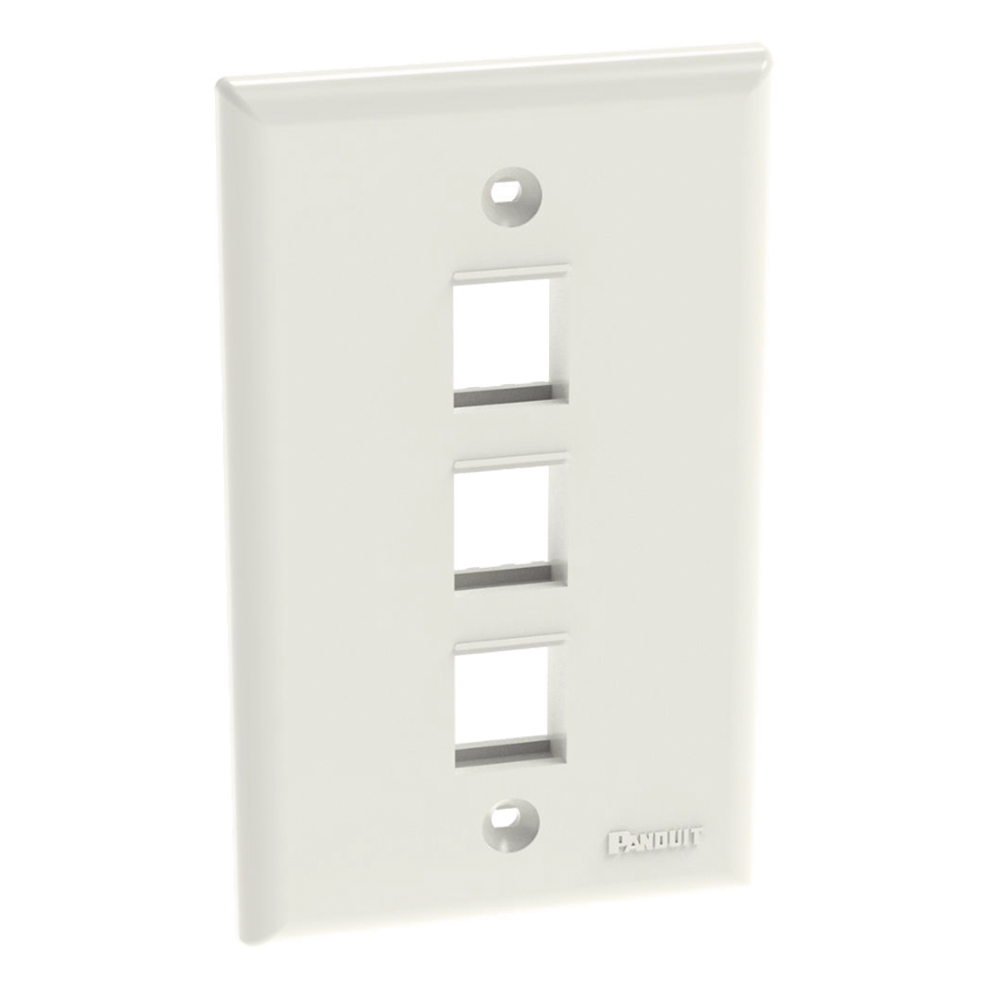 Placa de Pared Vertical / 3 Puertos Keystone / ABS / Blanco Mate / 2.75 x 4.5 pulg.